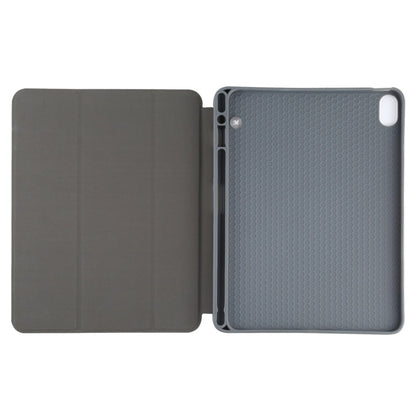 Mutural YASHI Series TPU + PU Cloth Pattern Texture Horizontal Flip Leather Case with Three-folding Holder & Pen Slot & Wake-up / Sleep Function For iPad Air 2022 / 2020 10.9(Black)