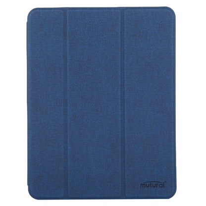 Mutural YASHI Series TPU + PU Cloth Pattern Texture Horizontal Flip Leather Case with Three-folding Holder & Pen Slot & Wake-up / Sleep Function For iPad Air 2022 / 2020 10.9(Blue)