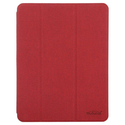 Mutural YASHI Series TPU + PU Cloth Pattern Texture Horizontal Flip Leather Case with Three-folding Holder & Pen Slot & Wake-up / Sleep Function For iPad Air 2022 / 2020 10.9(Red)