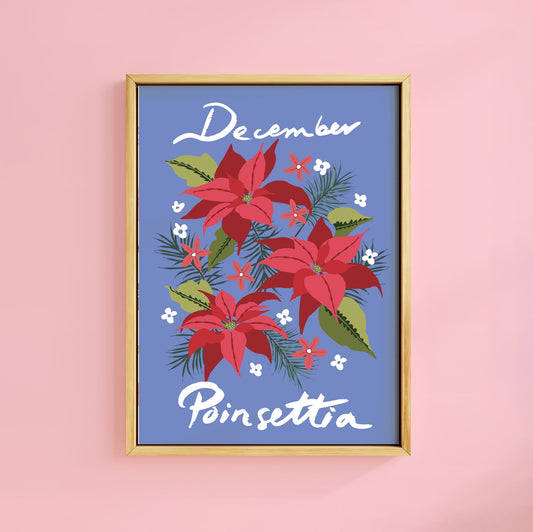 DECEMBER POINSETTIA BIRTH FLOWER PRINT