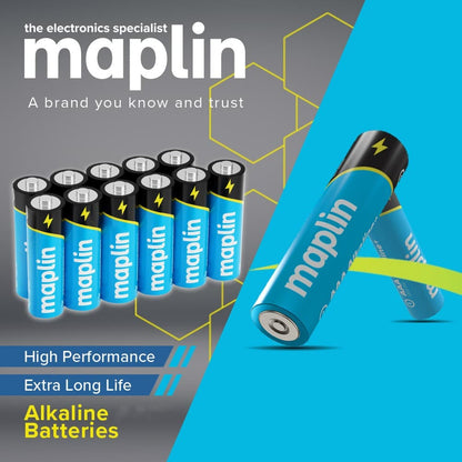 Piles Alcalines Haute Performance Maplin 80x AA LR6 1,5 V Longue Durée (7 ans) avec Testeur de Piles Universel