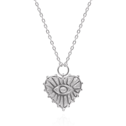 Ines Heart Eye Pendant Necklace | 925 Sterling Silver