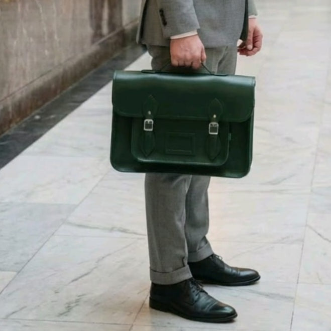 Sac en cuir fait main - Vert lierre