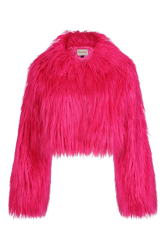 Banned Apparel Glacia Hot Pink Faux Fur Jacket