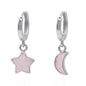 Créoles Joni en argent sterling 925 avec pendentifs étoile et lune en quartz rose