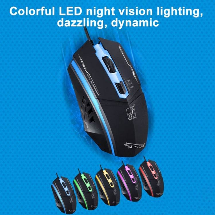 Chasing Leopard 199 USB 1600DPI Three-speed Adjustable LED Backlight Wired Optical Gaming Mouse, Length: 1.3m(Black)