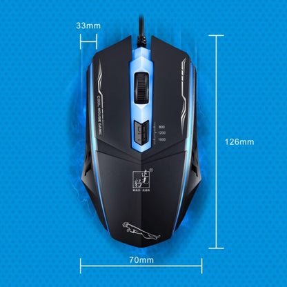 Chasing Leopard 199 USB 1600DPI Three-speed Adjustable LED Backlight Wired Optical Gaming Mouse, Length: 1.3m(Black)
