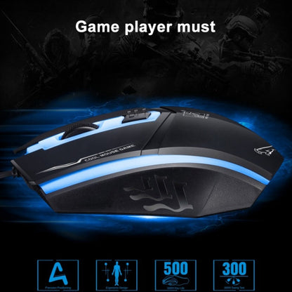Chasing Leopard 199 USB 1600DPI Three-speed Adjustable LED Backlight Wired Optical Gaming Mouse, Length: 1.3m(Black)
