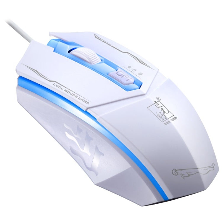 Chasing Leopard 199 USB 1600DPI Three-speed Adjustable LED Backlight Wired Optical Gaming Mouse, Length: 1.3m(White)