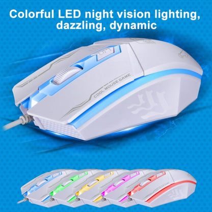 Chasing Leopard 199 USB 1600DPI Three-speed Adjustable LED Backlight Wired Optical Gaming Mouse, Length: 1.3m(White)