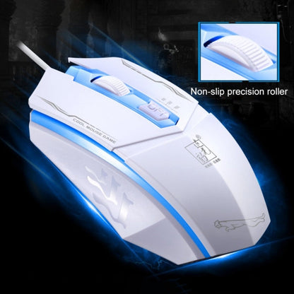 Chasing Leopard 199 USB 1600DPI Three-speed Adjustable LED Backlight Wired Optical Gaming Mouse, Length: 1.3m(White)
