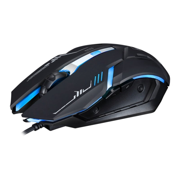 Chasing Leopard V17 USB 2400DPI Four-speed Adjustable Line Pattern Wired Optical Gaming Mouse with LED Breathing Light, Length: 1.45m(Black)