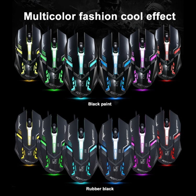 Chasing Leopard V17 USB 2400DPI Four-speed Adjustable Line Pattern Wired Optical Gaming Mouse with LED Breathing Light, Length: 1.45m(Black)