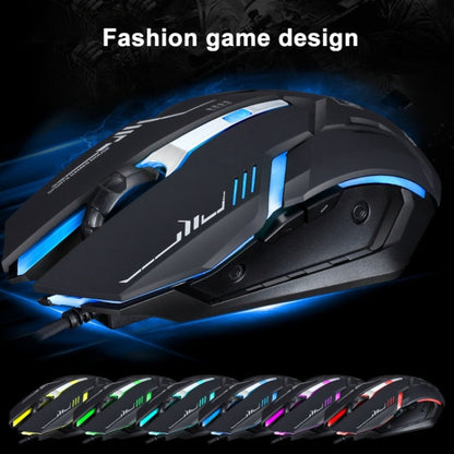 Chasing Leopard V17 USB 2400DPI Four-speed Adjustable Line Pattern Wired Optical Gaming Mouse with LED Breathing Light, Length: 1.45m(Black)