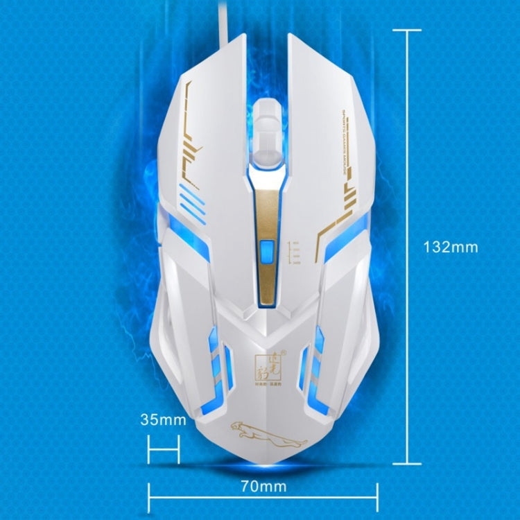 Chasing Leopard V17 USB 2400DPI Four-speed Adjustable Line Pattern Wired Optical Gaming Mouse with LED Breathing Light, Length: 1.45m(Black)