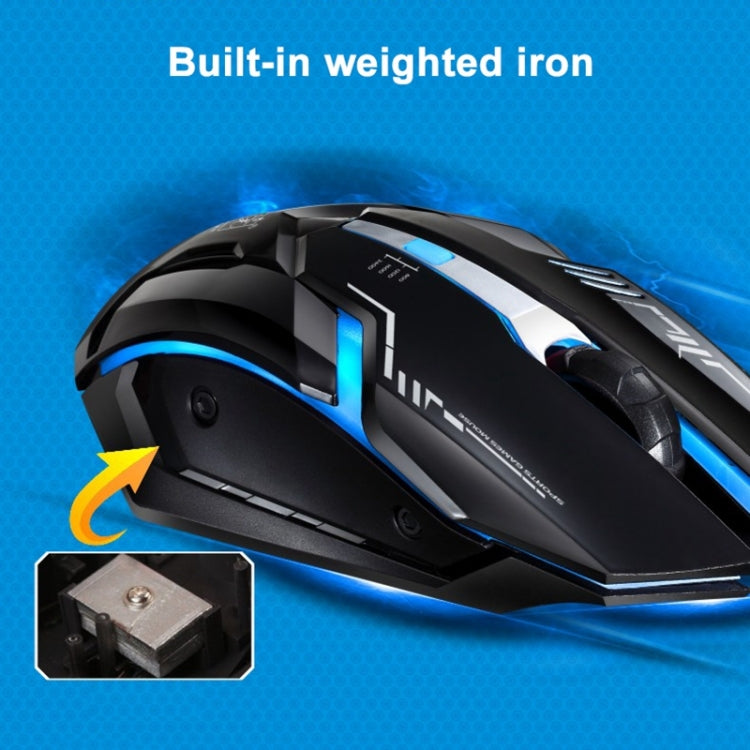 Chasing Leopard V17 USB 2400DPI Four-speed Adjustable Line Pattern Wired Optical Gaming Mouse with LED Breathing Light, Length: 1.45m(Black)