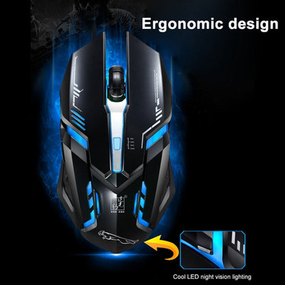 Chasing Leopard V17 USB 2400DPI Four-speed Adjustable Line Pattern Wired Optical Gaming Mouse with LED Breathing Light, Length: 1.45m(Black)