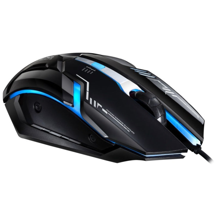Chasing Leopard V17 USB 2400DPI Four-speed Adjustable Line Pattern Wired Optical Gaming Mouse with LED Breathing Light, Length: 1.45m(Jet Black)