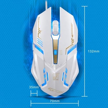 Chasing Leopard V17 USB 2400DPI Four-speed Adjustable Line Pattern Wired Optical Gaming Mouse with LED Breathing Light, Length: 1.45m(Jet Black)