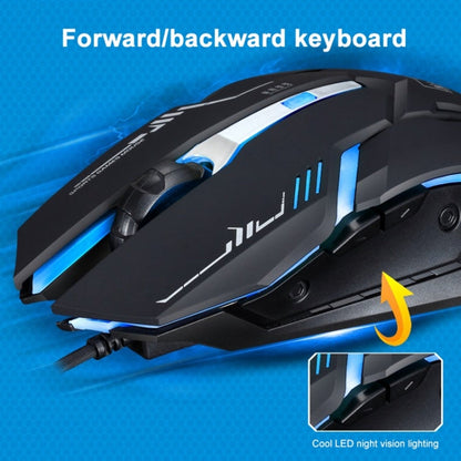 Chasing Leopard V17 USB 2400DPI Four-speed Adjustable Line Pattern Wired Optical Gaming Mouse with LED Breathing Light, Length: 1.45m(Jet Black)