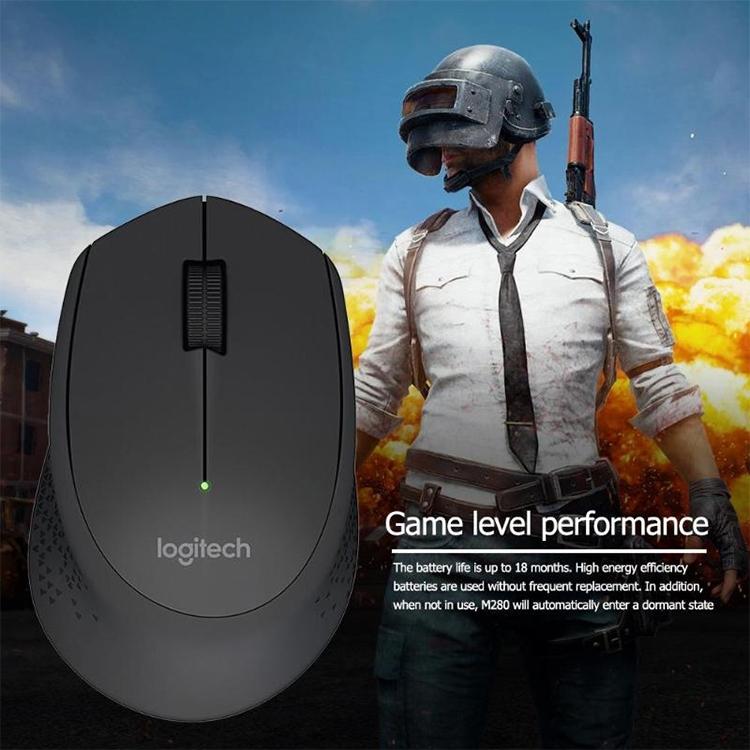 Souris optique sans fil Logitech M280 2,4 GHz, 3 boutons, 1000 DPI, portée sans fil : 10 m (noir)