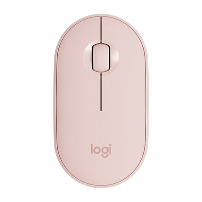 Logitech Pebble Cobblestone Shape Thin 3-keys 1000DPI Mute Wireless Bluetooth Optical Mouse, Wireless Range: 10m (Pink)