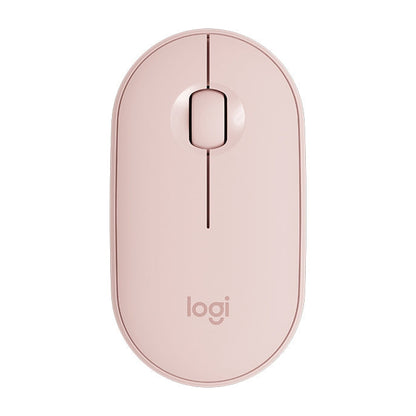 Logitech Pebble Cobblestone Shape Thin 3-keys 1000DPI Mute Wireless Bluetooth Optical Mouse, Wireless Range: 10m (Pink)