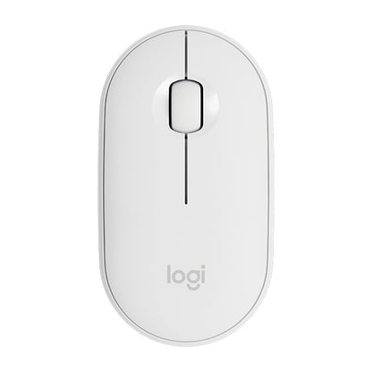 Logitech Pebble Cobblestone Shape Thin 3-keys 1000DPI Mute Wireless Bluetooth Optical Mouse, Wireless Range: 10m (White)