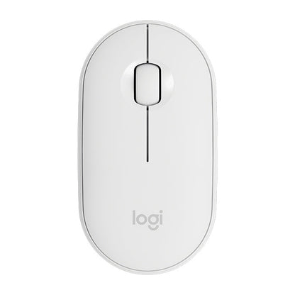 Logitech Pebble Cobblestone Shape Thin 3-keys 1000DPI Mute Wireless Bluetooth Optical Mouse, Wireless Range: 10m (White)