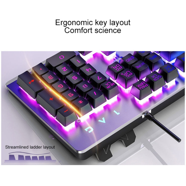 YINDIAO K002 USB Wired Mechanical Feel RGB Backlight Keyboard + Optical Mouse + Headset Set(White)