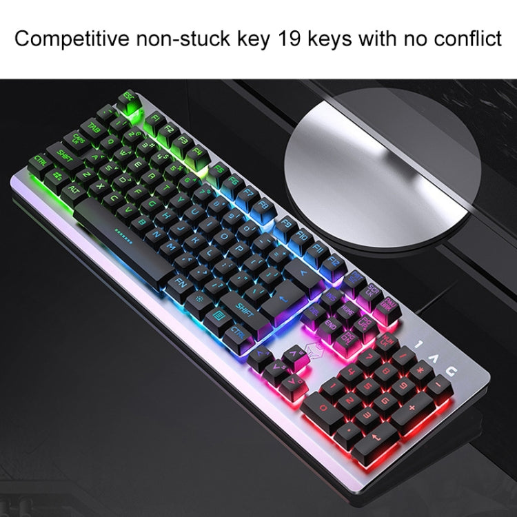 YINDIAO K002 USB Wired Mechanical Feel RGB Backlight Keyboard + Optical Mouse + Headset Set(White)