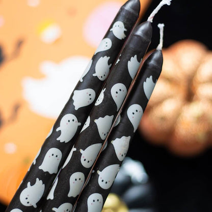 Gothic Gifts Set of 3 Ghost Print Taper Candles