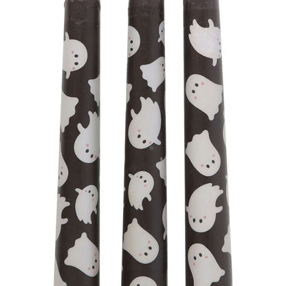Gothic Gifts Set of 3 Ghost Print Taper Candles