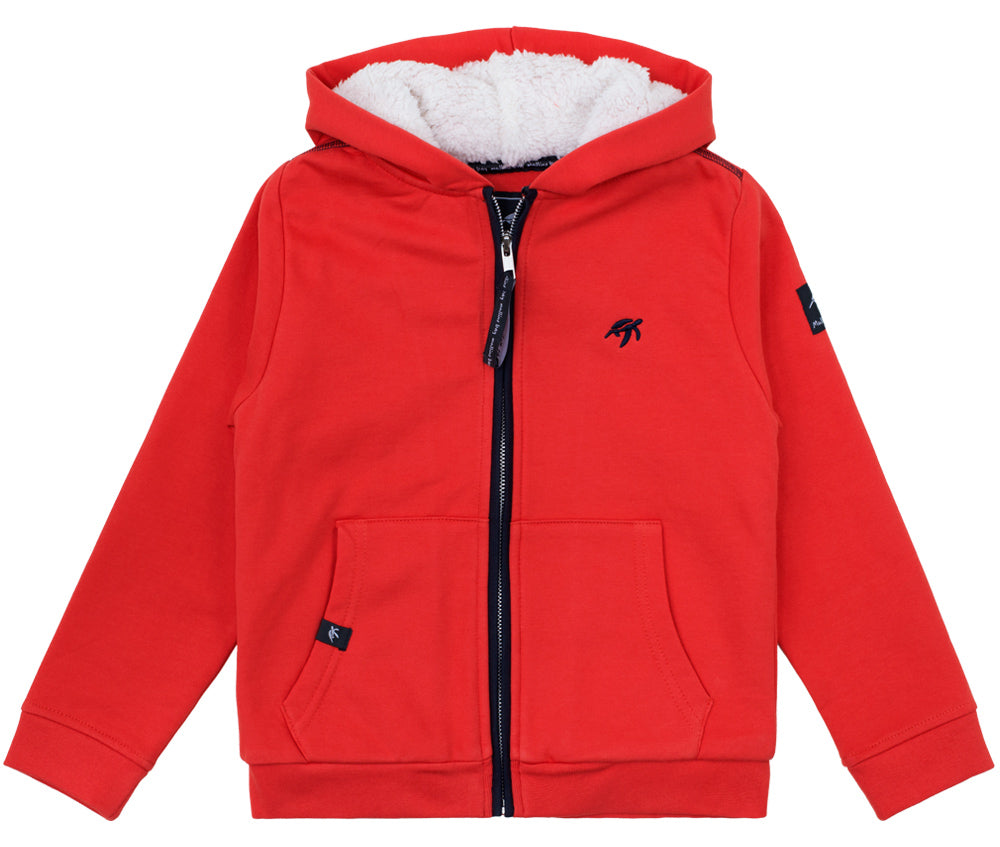 Gilet zippé à capuche pour enfants Bateau - Rouge Piment