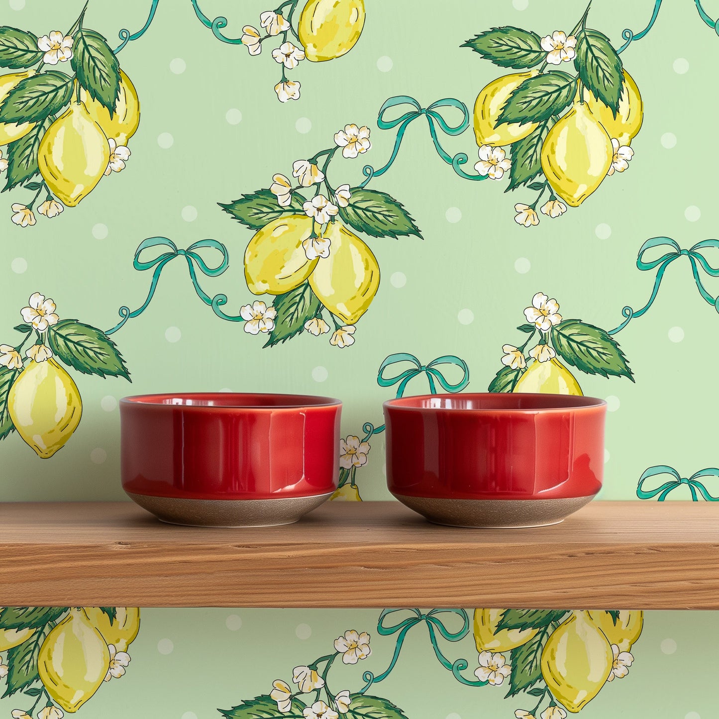 LEMON BLOSSOM PISTACHIO WALLPAPER