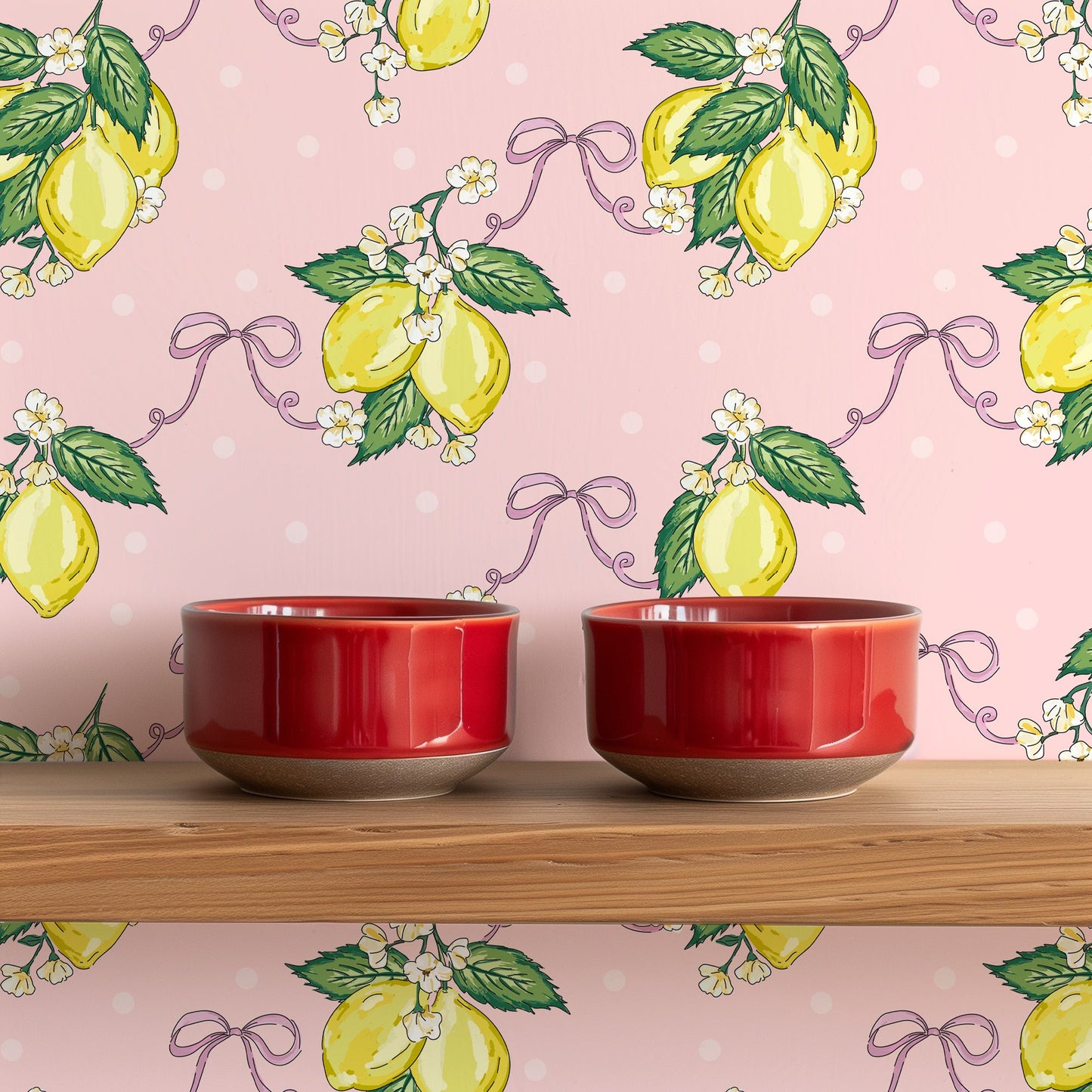 LEMON BLOSSOM SUGAR PINK WALLPAPER
