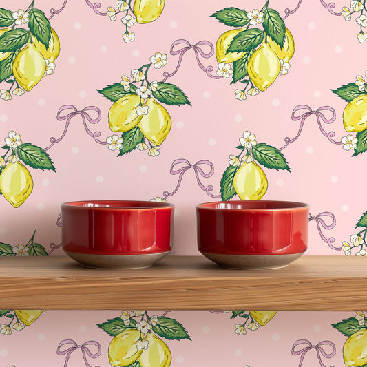 LEMON BLOSSOM SUGAR PINK WALLPAPER