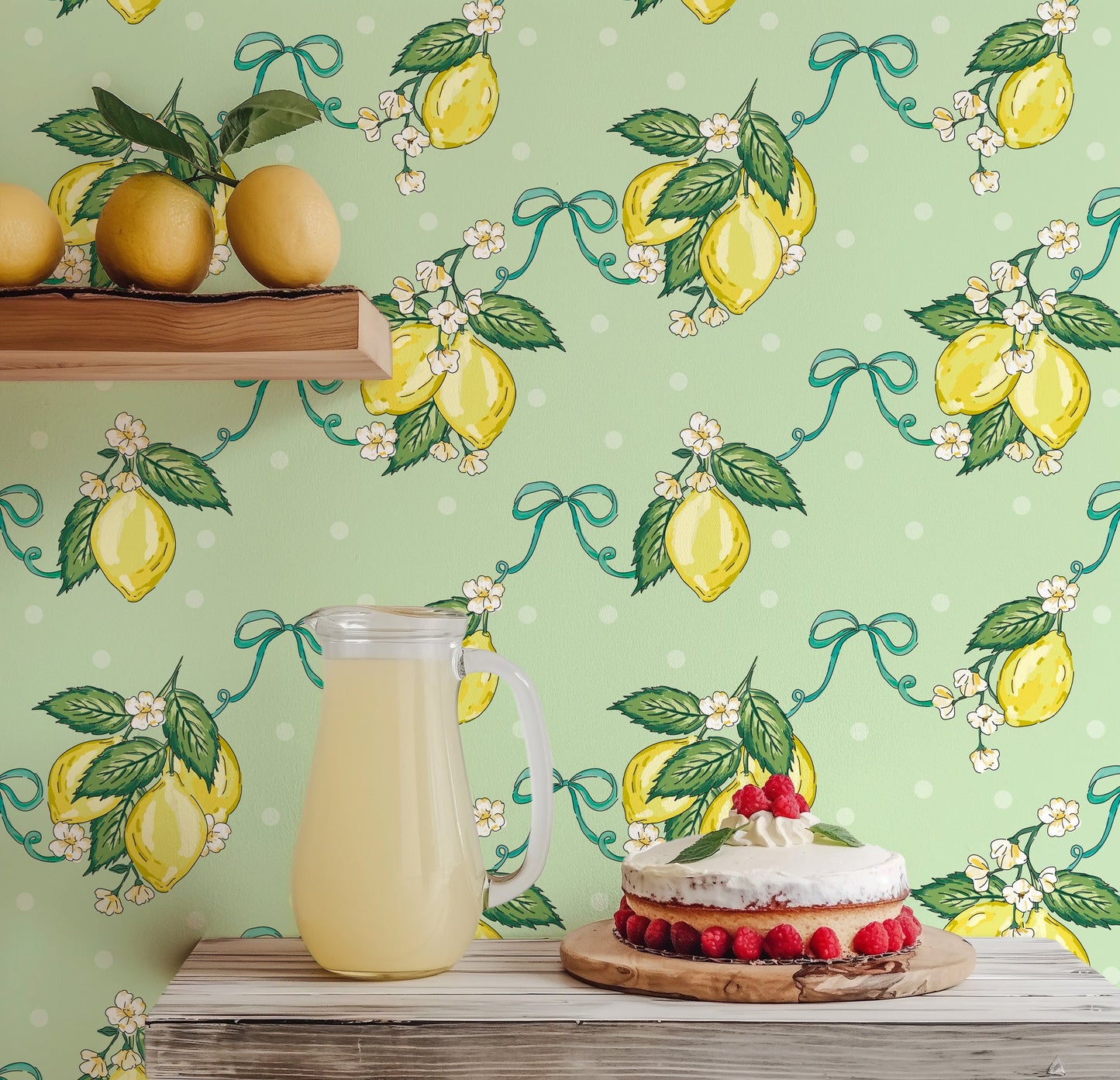 LEMON BLOSSOM PISTACHIO WALLPAPER