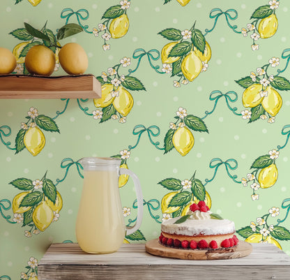 LEMON BLOSSOM PISTACHIO WALLPAPER