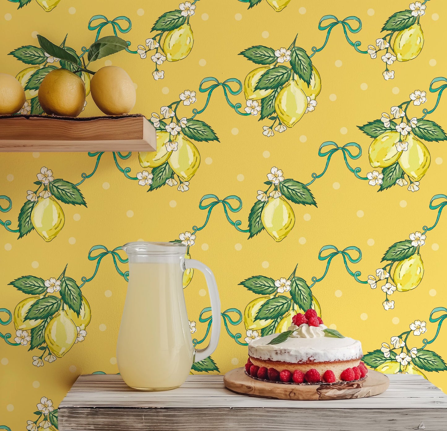 LEMON BLOSSOM BUTTER YELLOW WALLPAPER