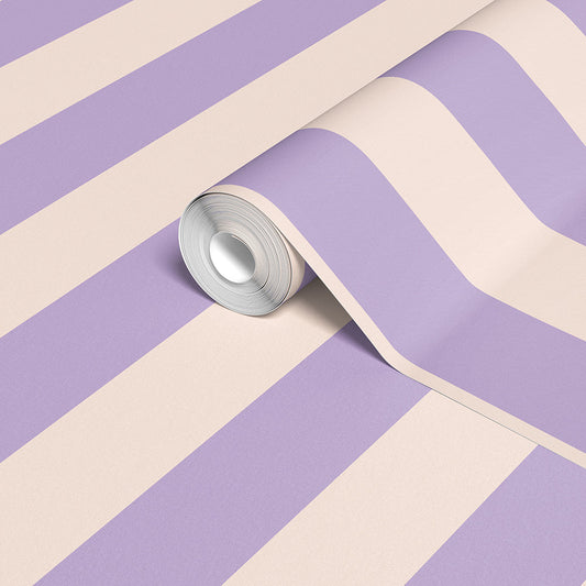 STATELY STRIPE LAVENDER CREAM WALLPAPER