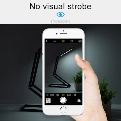 Lampe de bureau LED 3W pliable réglable, chargement USB, protection oculaire (Noir)