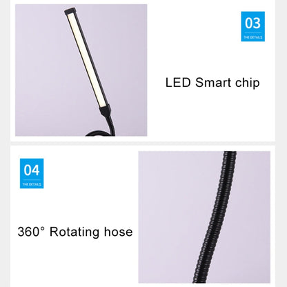 Lampe de bureau LED pliable 8 W, protection oculaire réglable, version USB + prise de courant (noir)