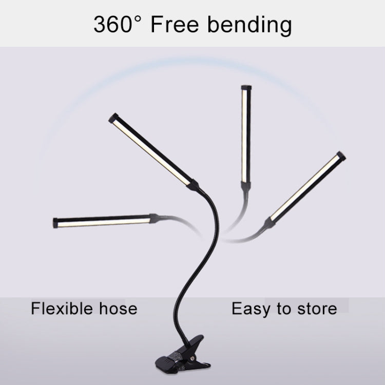 LED Desk Lamp 8W Folding Adjustable USB Charging Eye Protection Table Lamp, USB Charge Version + Power Plug(Black)
