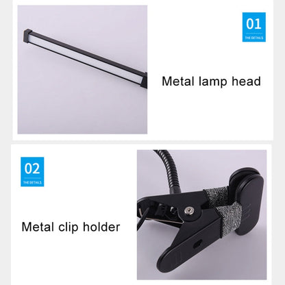 LED Desk Lamp 8W Folding Adjustable USB Charging Eye Protection Table Lamp, USB Charge Version + Power Plug(Black)