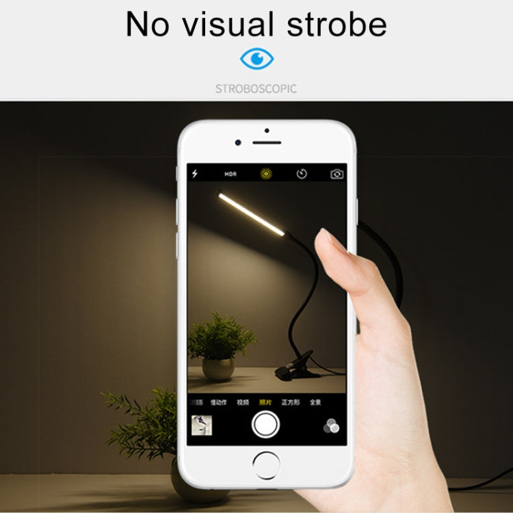 LED Desk Lamp 8W Folding Adjustable USB Charging Eye Protection Table Lamp, USB Charge Version + Power Plug(Black)