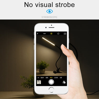 LED Desk Lamp 8W Folding Adjustable USB Charging Eye Protection Table Lamp, USB Charge Version + Power Plug(Black)