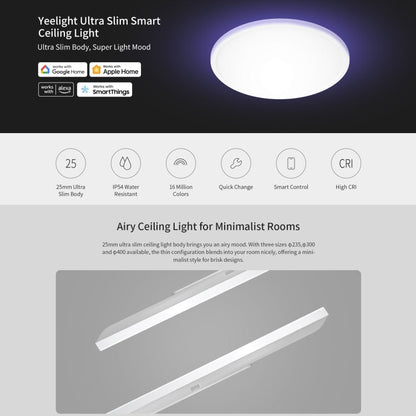 Plafonnier LED intelligent ultra-mince Yeelight, diamètre : 30 cm