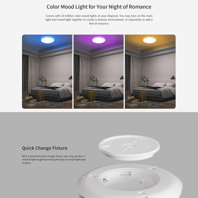 Plafonnier LED intelligent ultra-mince Yeelight, diamètre : 30 cm