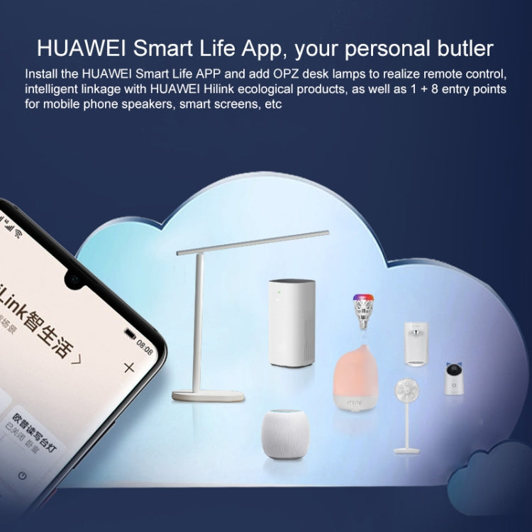 Original Huawei Smart OPPLE LED Desk Lamp Folding Adjust Reading Table Lamp Brightness Lights, Support HUAWEI HiLink (White)